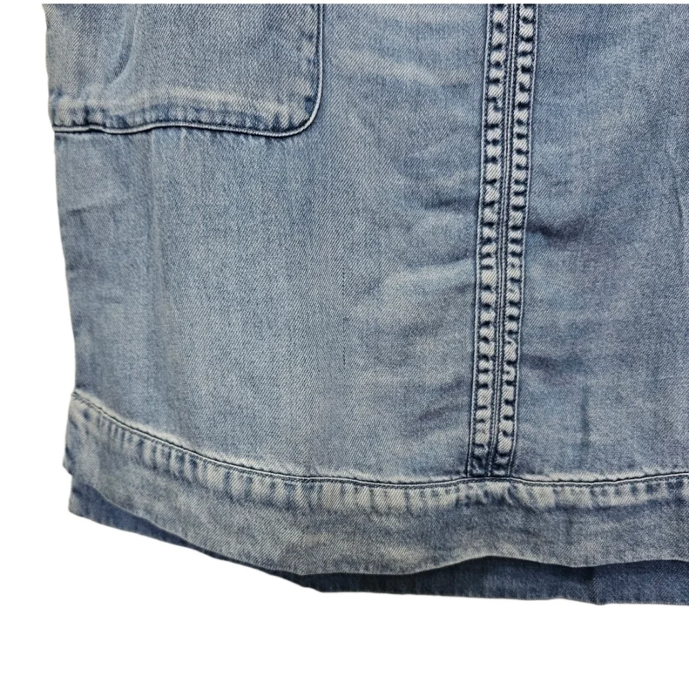 All Saints casual denim blue short sleeve v-neck shift dress size medium - Picture 5 of 12